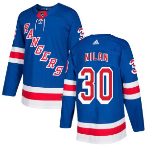Men's New York Rangers Chris Nilan Adidas Authentic Home Jersey - Royal Blue