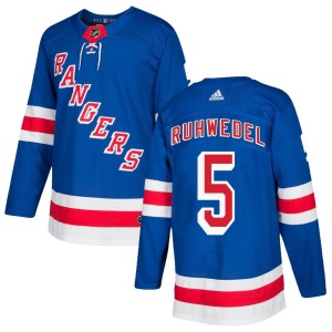 Men's New York Rangers Chad Ruhwedel Adidas Authentic Home Jersey - Royal Blue