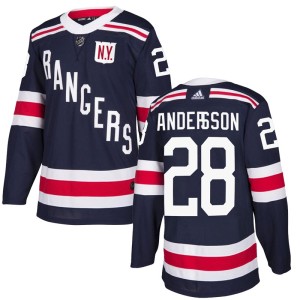 Men's New York Rangers Lias Andersson Adidas Authentic 2018 Winter Classic Home Jersey - Navy Blue