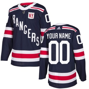 Men's New York Rangers Custom Adidas Authentic ized 2018 Winter Classic Home Jersey - Navy Blue