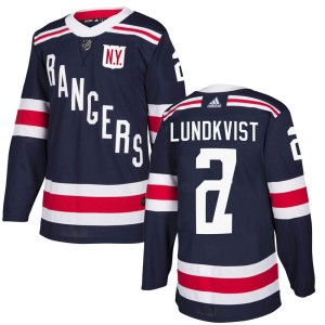 Men's New York Rangers Nils Lundkvist Adidas Authentic 2018 Winter Classic Home Jersey - Navy Blue