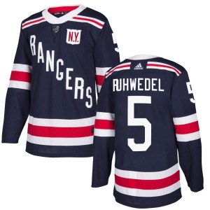 Men's New York Rangers Chad Ruhwedel Adidas Authentic 2018 Winter Classic Home Jersey - Navy Blue
