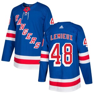 Youth New York Rangers Brendan Lemieux Adidas Authentic Home Jersey - Royal Blue