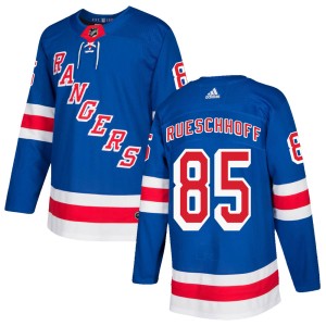 Youth New York Rangers Austin Rueschhoff Adidas Authentic Home Jersey - Royal Blue
