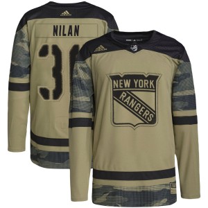 Youth New York Rangers Chris Nilan Adidas Authentic Military Appreciation Practice Jersey - Camo