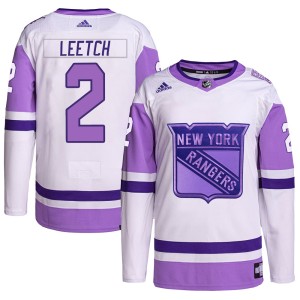 Youth New York Rangers Brian Leetch Adidas Authentic Hockey Fights Cancer Primegreen Jersey - White/Purple