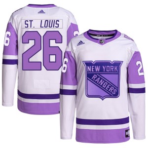 Youth New York Rangers Martin St. Louis Adidas Authentic Hockey Fights Cancer Primegreen Jersey - White/Purple