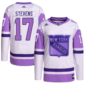 Youth New York Rangers Kevin Stevens Adidas Authentic Hockey Fights Cancer Primegreen Jersey - White/Purple