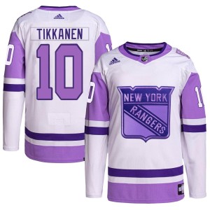 Youth New York Rangers Esa Tikkanen Adidas Authentic Hockey Fights Cancer Primegreen Jersey - White/Purple