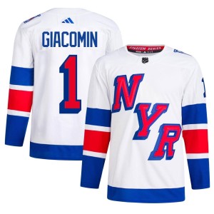 Men's New York Rangers Eddie Giacomin Adidas Authentic 2024 Stadium Series Primegreen Jersey - White