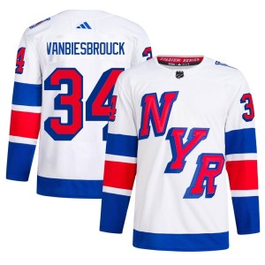 Men's New York Rangers John Vanbiesbrouck Adidas Authentic 2024 Stadium Series Primegreen Jersey - White