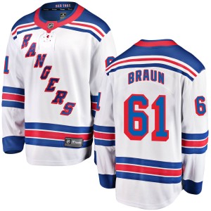 Men's New York Rangers Justin Braun Fanatics Branded Breakaway Away Jersey - White