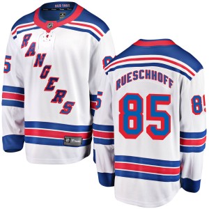 Men's New York Rangers Austin Rueschhoff Fanatics Branded Breakaway Away Jersey - White