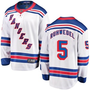 Men's New York Rangers Chad Ruhwedel Fanatics Branded Breakaway Away Jersey - White