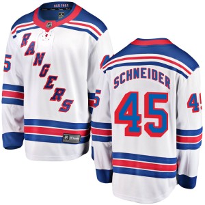 Men's New York Rangers Braden Schneider Fanatics Branded Breakaway Away Jersey - White