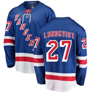 Men's New York Rangers Nils Lundkvist Fanatics Branded Breakaway Home Jersey - Blue