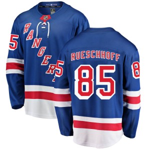 Men's New York Rangers Austin Rueschhoff Fanatics Branded Breakaway Home Jersey - Blue