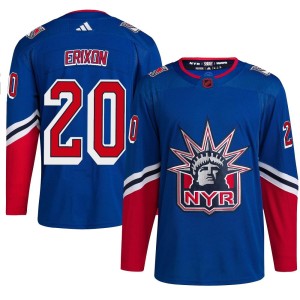 Men's New York Rangers Jan Erixon Adidas Authentic Reverse Retro 2.0 Jersey - Royal