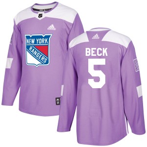 Men's New York Rangers Barry Beck Adidas Authentic Fights Cancer Practice Jersey - Purple