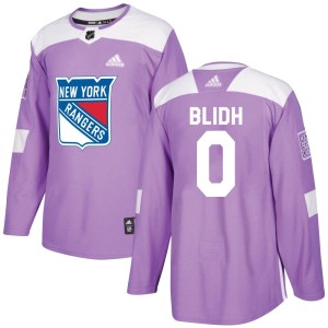 Men's New York Rangers Anton Blidh Adidas Authentic Fights Cancer Practice Jersey - Purple