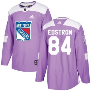 Men's New York Rangers Adam Edstrom Adidas Authentic Fights Cancer Practice Jersey - Purple