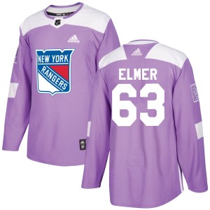 Men's New York Rangers Jake Elmer Adidas Authentic Fights Cancer Practice Jersey - Purple
