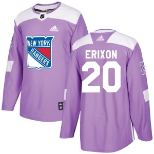 Men's New York Rangers Jan Erixon Adidas Authentic Fights Cancer Practice Jersey - Purple