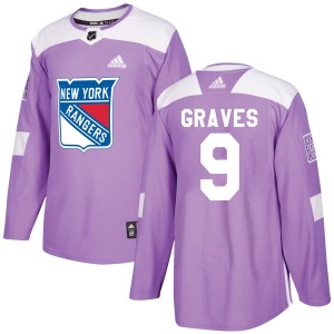 Men's New York Rangers Adam Graves Adidas Authentic Fights Cancer Practice Jersey - Purple