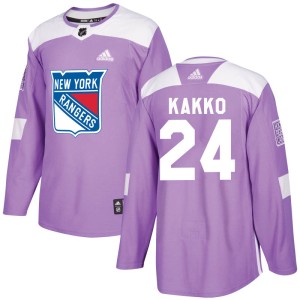 Men's New York Rangers Kaapo Kakko Adidas Authentic Fights Cancer Practice Jersey - Purple