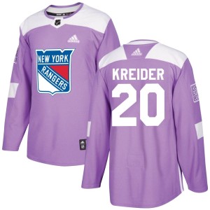 Men's New York Rangers Chris Kreider Adidas Authentic Fights Cancer Practice Jersey - Purple