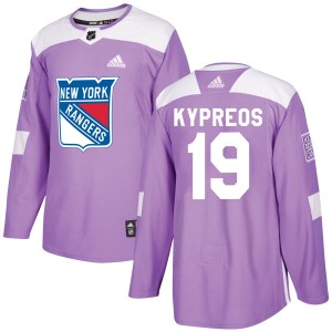 Men's New York Rangers Nick Kypreos Adidas Authentic Fights Cancer Practice Jersey - Purple