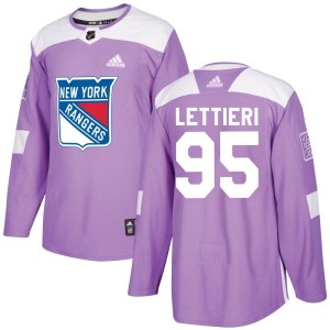 Men's New York Rangers Vinni Lettieri Adidas Authentic Fights Cancer Practice Jersey - Purple