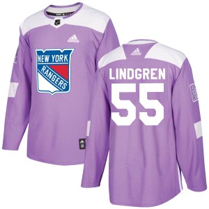 Men's New York Rangers Ryan Lindgren Adidas Authentic Fights Cancer Practice Jersey - Purple