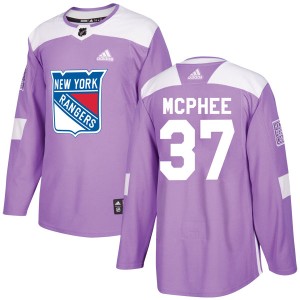Men's New York Rangers George Mcphee Adidas Authentic Fights Cancer Practice Jersey - Purple