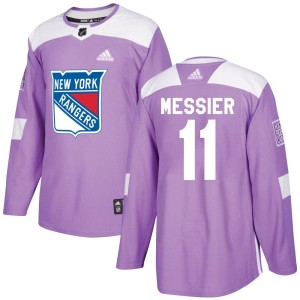 Men's New York Rangers Mark Messier Adidas Authentic Fights Cancer Practice Jersey - Purple