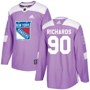Men's New York Rangers Justin Richards Adidas Authentic Fights Cancer Practice Jersey - Purple
