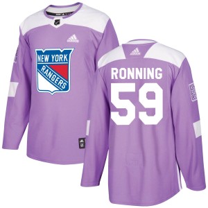 Men's New York Rangers Ty Ronning Adidas Authentic Fights Cancer Practice Jersey - Purple