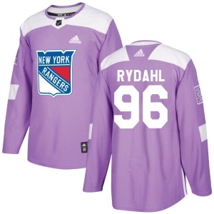 Men's New York Rangers Gustav Rydahl Adidas Authentic Fights Cancer Practice Jersey - Purple