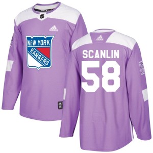 Men's New York Rangers Brandon Scanlin Adidas Authentic Fights Cancer Practice Jersey - Purple