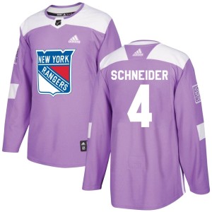 Men's New York Rangers Braden Schneider Adidas Authentic Fights Cancer Practice Jersey - Purple