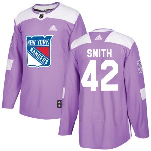 Men's New York Rangers Brendan Smith Adidas Authentic Fights Cancer Practice Jersey - Purple