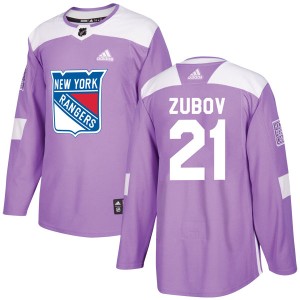 Men's New York Rangers Sergei Zubov Adidas Authentic Fights Cancer Practice Jersey - Purple
