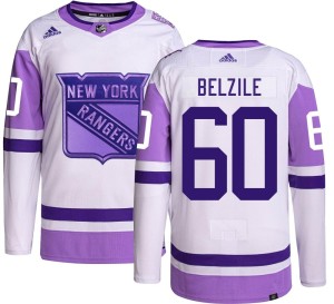 Men's New York Rangers Alex Belzile Adidas Authentic Hockey Fights Cancer Jersey -
