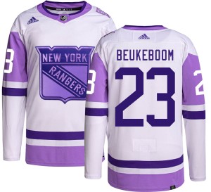 Men's New York Rangers Jeff Beukeboom Adidas Authentic Hockey Fights Cancer Jersey -