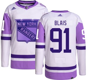 Men's New York Rangers Sammy Blais Adidas Authentic Hockey Fights Cancer Jersey -