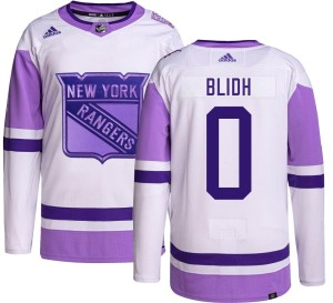 Men's New York Rangers Anton Blidh Adidas Authentic Hockey Fights Cancer Jersey -