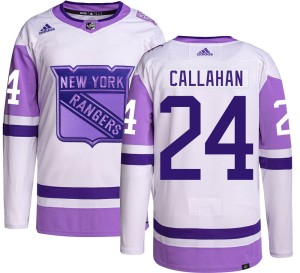 Men's New York Rangers Ryan Callahan Adidas Authentic Hockey Fights Cancer Jersey -