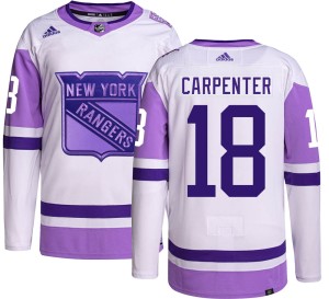 Men's New York Rangers Ryan Carpenter Adidas Authentic Hockey Fights Cancer Jersey -