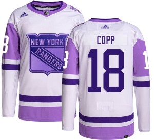 Men's New York Rangers Andrew Copp Adidas Authentic Hockey Fights Cancer Jersey -