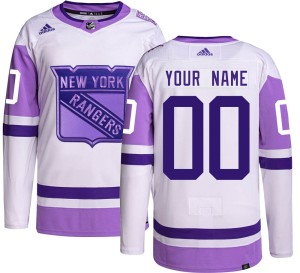 Men's New York Rangers Custom Adidas Authentic Hockey Fights Cancer Jersey -